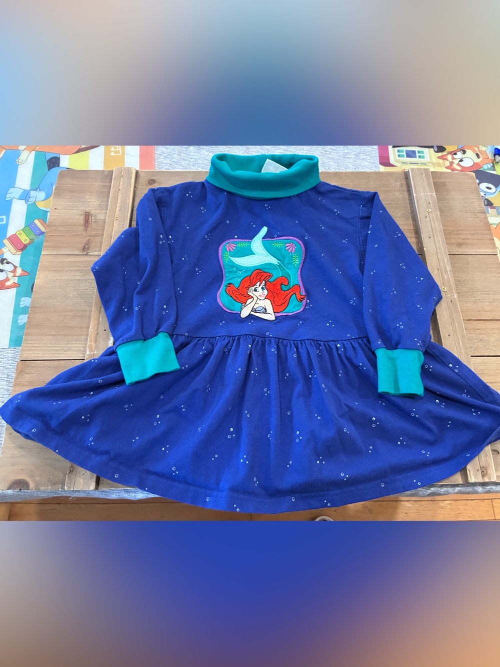Vintage Disney Store Ariel Little Mermaid Embroidered Dress 3T Blue